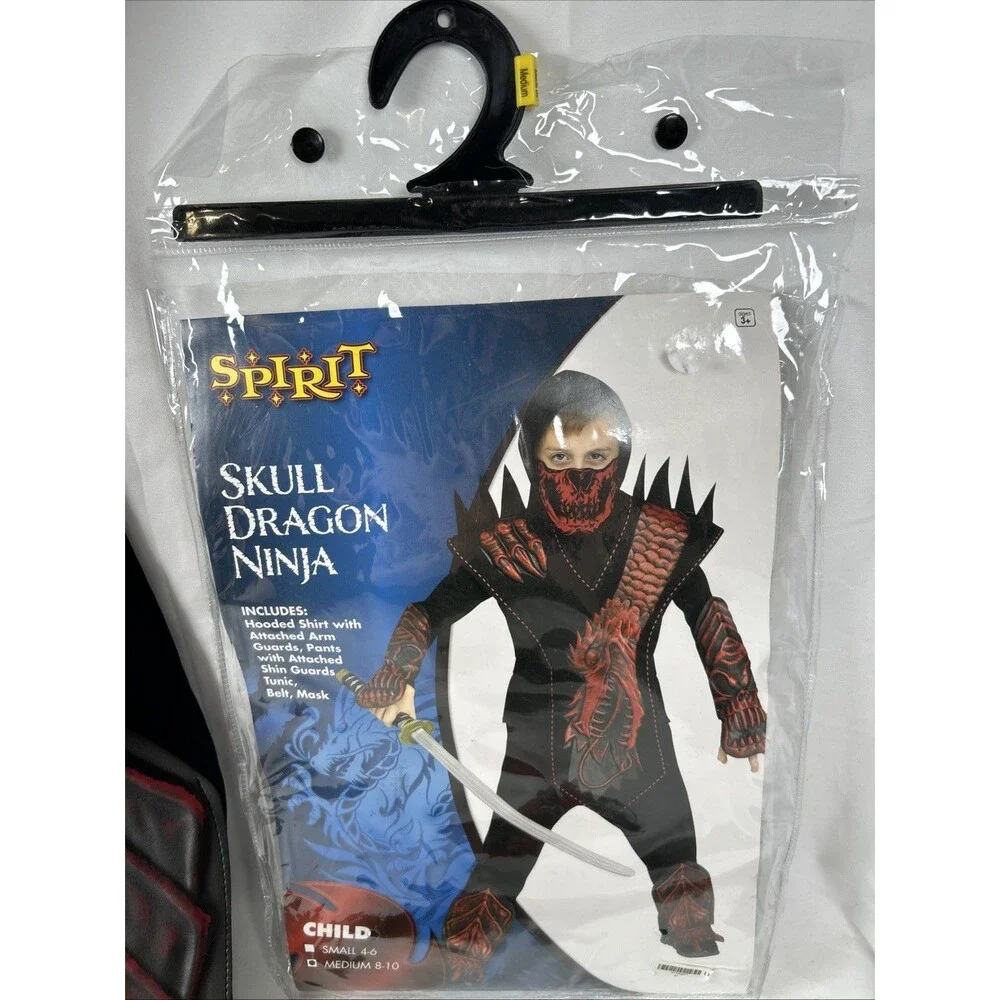 Spirit Halloween Skull Dragon Ninja Costume Child Medium 4-6 Black Red